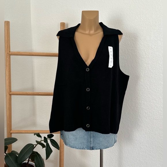 Nwt Women's Sweater Polo Tank Top - Future Collective with Jenee Naylor Black - Picture 6 of 6